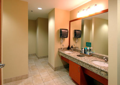 Interior view of Galaxy Aviation restrooms, designed and built by McKee GC.