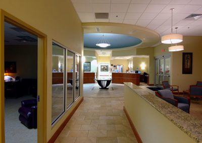 Interior picture of lobby at Galaxy Aviation built by McKee Construction.